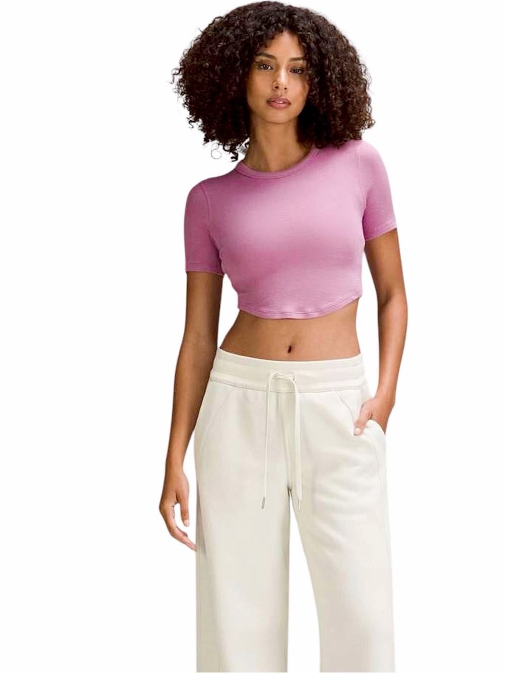 NWT – Lululemon – Hold Tight Cropped T-Shirt – Velvet Dust – Sz. 4